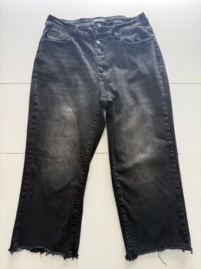 Judy Blue Black Washed High-Waisted Wide Leg Cropped Jeans